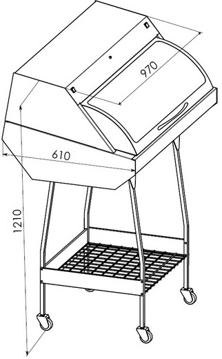 УФ камера для зберігання стерильного інструменту ПАНМЕД-1Б (970мм), ПАНМЕД-1Б зі скляною сектор-кришкою