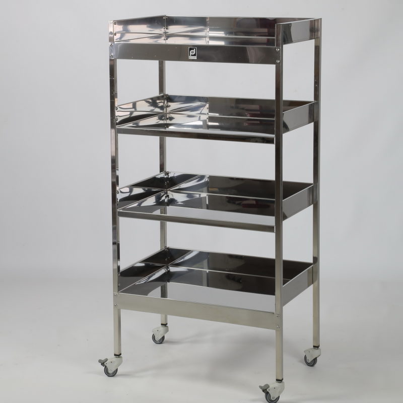 Stainless steel shelving unit with 4 shelves